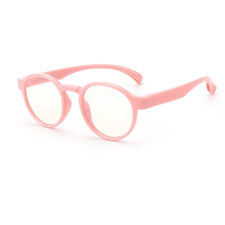 CCspace Youth Unisex Full Rim Round Silicone Titanium Eyeglasses 55247 Full Rim CCspace China Pink 