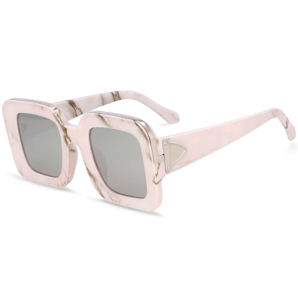 CCSpace Unisex Full Rim Rectangle Resin Frame Sunglasses 54333 Sunglasses CCspace Sunglasses Silver China white