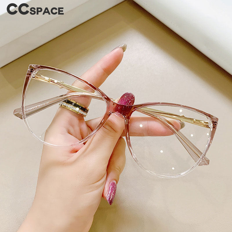 CCspace Women's Full Rim Oversized Square Cat Eye Tr 90 Titanium Eyeglasses 54543 Full Rim CCspace   