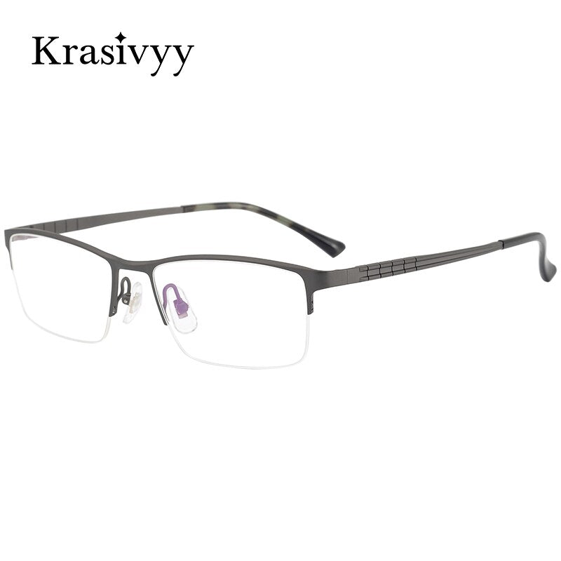 Krasivyy Men's Semi Rim Square Titanium Eyeglasses Kr0200 Semi Rim Krasivyy   