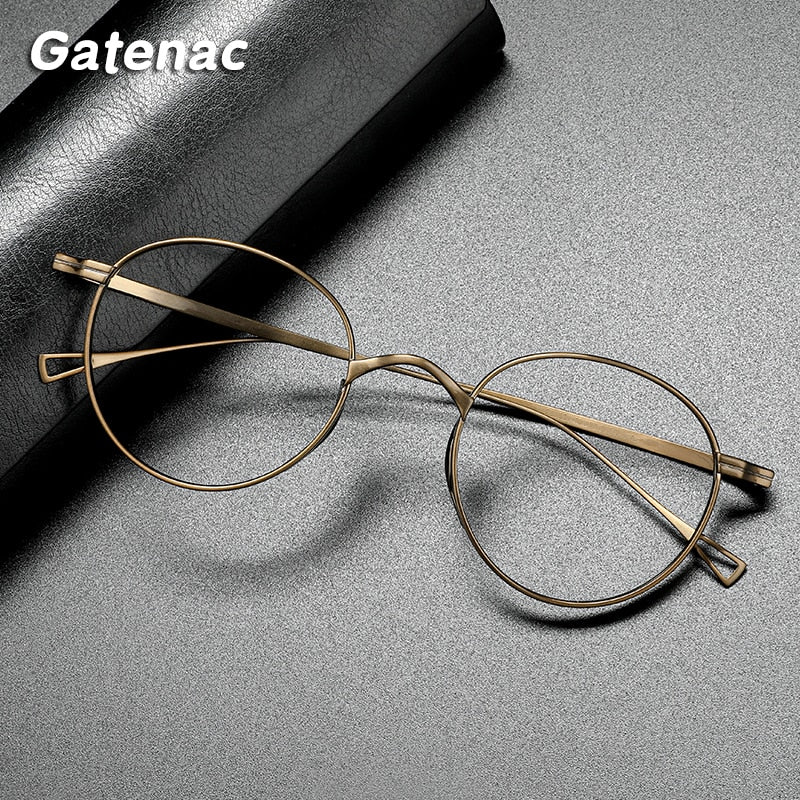Gatenac Unisex Full Rim Round Titanium Frame Eyeglasses Gxyj485 Full Rim Gatenac   