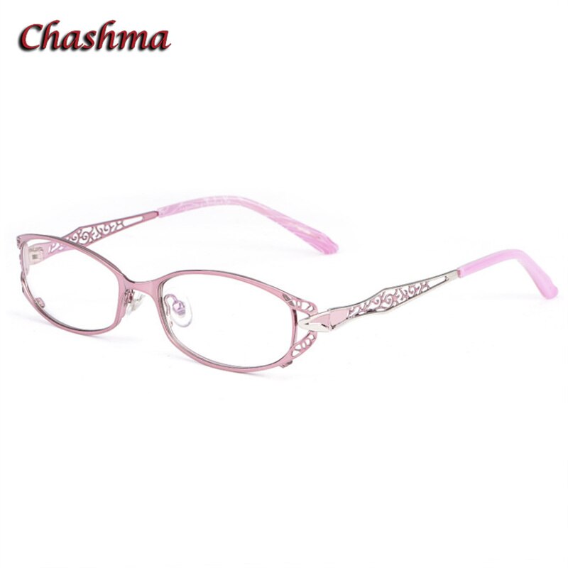Chashma Ochki Women's Full Rim Oval Rectangle Stainless Steel Eyeglasses 8982 Full Rim Chashma Ochki Pink  