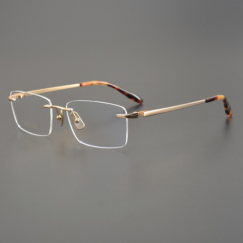 Bclear Men's Rimless Square Titanium Eyeglasses Mys9012 Rimless Bclear Gold  
