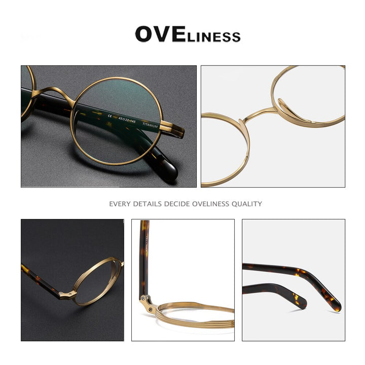 Oveliness Unisex Full Rim Round Acetate Titanium Eyeglasses 101 Full Rim Oveliness   