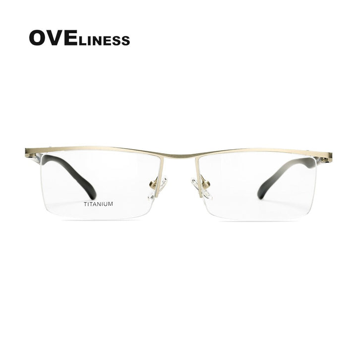 Oveliness Men's Semi Rim Square Screwless Titanium Alloy Eyeglasses 8831 Semi Rim Oveliness silver  