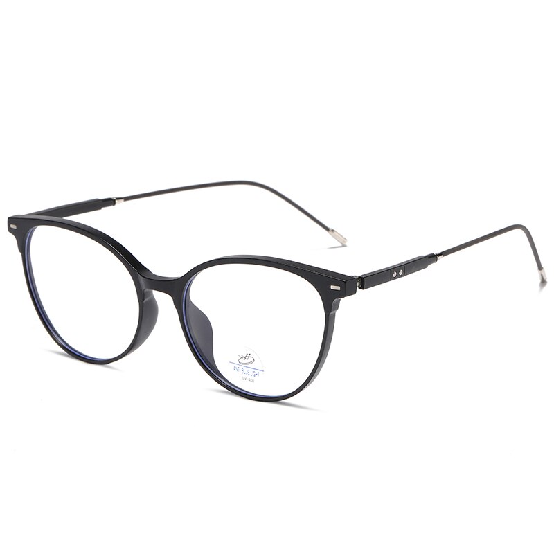 Reven Jate Unisex Full Rim Round Square Tr 90 Eyeglasses 81235 Full Rim Reven Jate matt black  