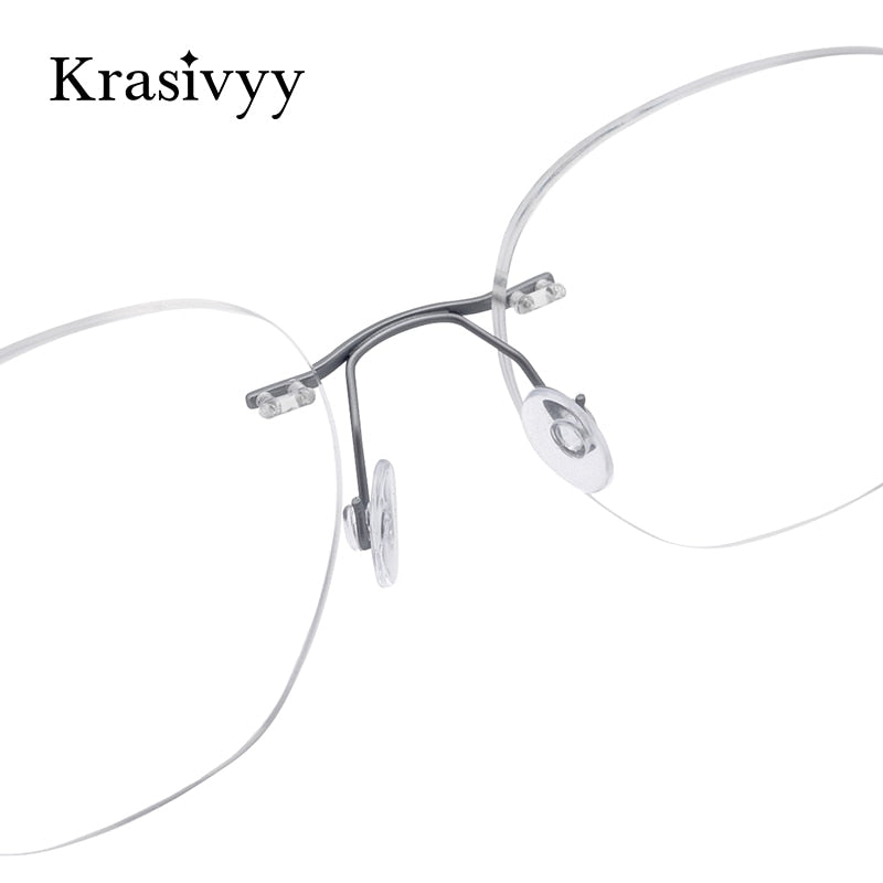 Krasivyy Unisex Rimless Round Square Screwless Titanium Eyeglasses Kr86510 Rimless Krasivyy   