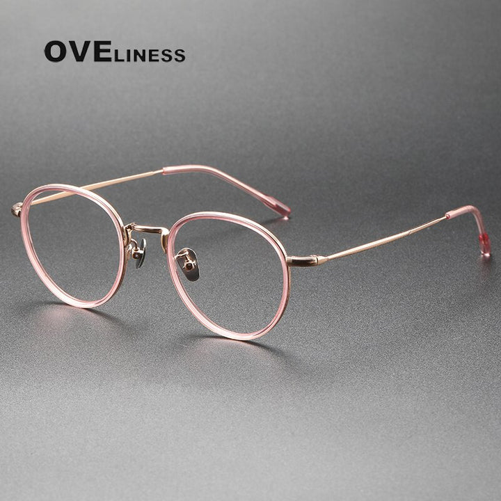 Oveliness Unisex Full Rim Round Titanium Eyeglasses 8507 Full Rim Oveliness pink rose gold  