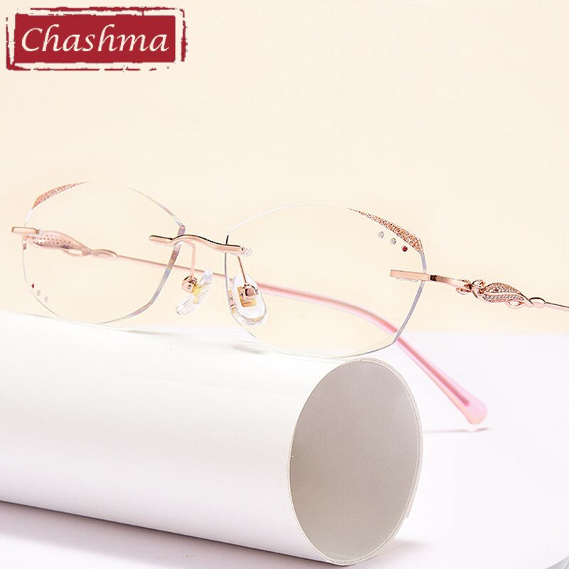 Chashma Women's Rimless Diamond Cut Titanium Frame Eyeglasses 377 Rimless Chashma Default Title  