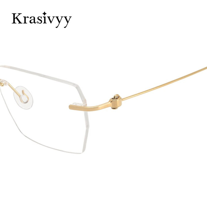 Krasivyy Men's Rimless Square Screwless Titanium Eyeglasses Kr5008 Rimless Krasivyy   