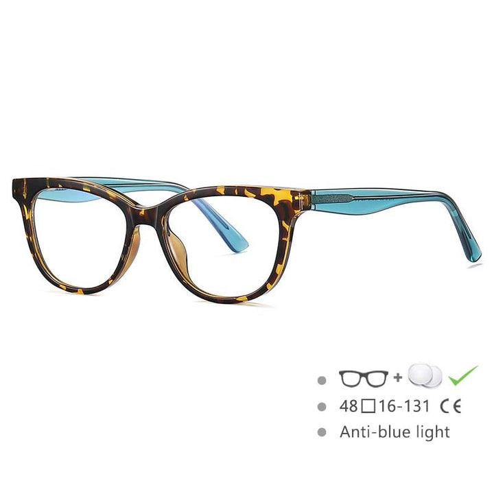 CCspace Youth's Unisex Full Rim Square Tr 90 Titanium Eyeglasses 54525 Full Rim CCspace China C3Leopard 