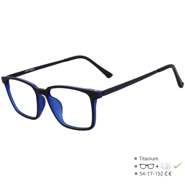 CCspace Unisex Full Rim Square Titanium Eyeglasses 49645 Full Rim CCspace BlackBlue China 