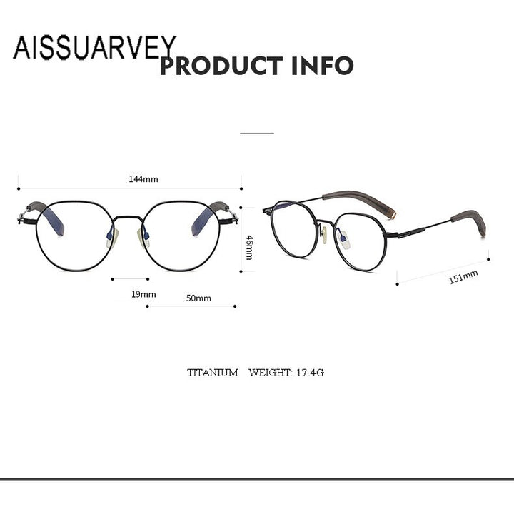 Aissuarvey Unisex Eyeglasses Small Round Acetate Titanium Ip Full Rim 17.4g Full Rim Aissuarvey Eyeglasses   