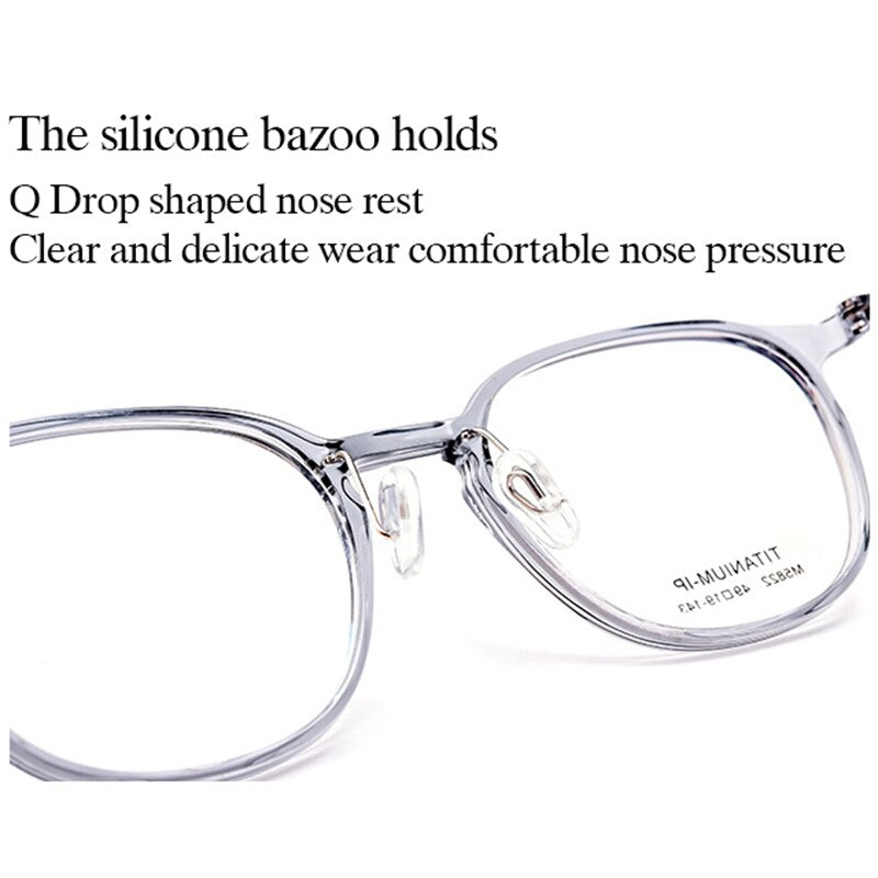 Hotony Unisex Full Rim Round Square Tr 90 Acetate Aluminum Eyeglasses 822m Full Rim Hotony   