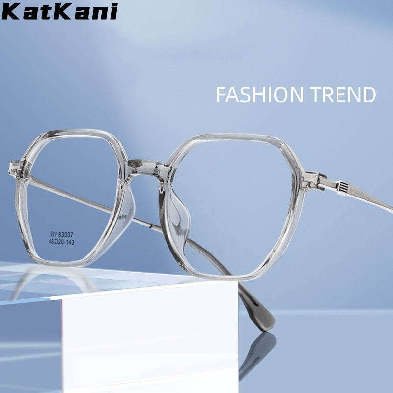 KatKani Unisex Full Rim Polygon Tr 90 Alloy Eyeglasses Bv83007b Full Rim KatKani Eyeglasses   