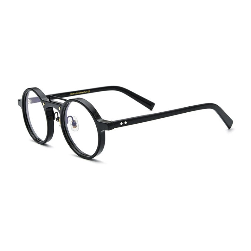 Gatenac Unisex Full Rim Round Acetate Double Bridge Frame Eyeglasses Gxyj808 Full Rim Gatenac Black  