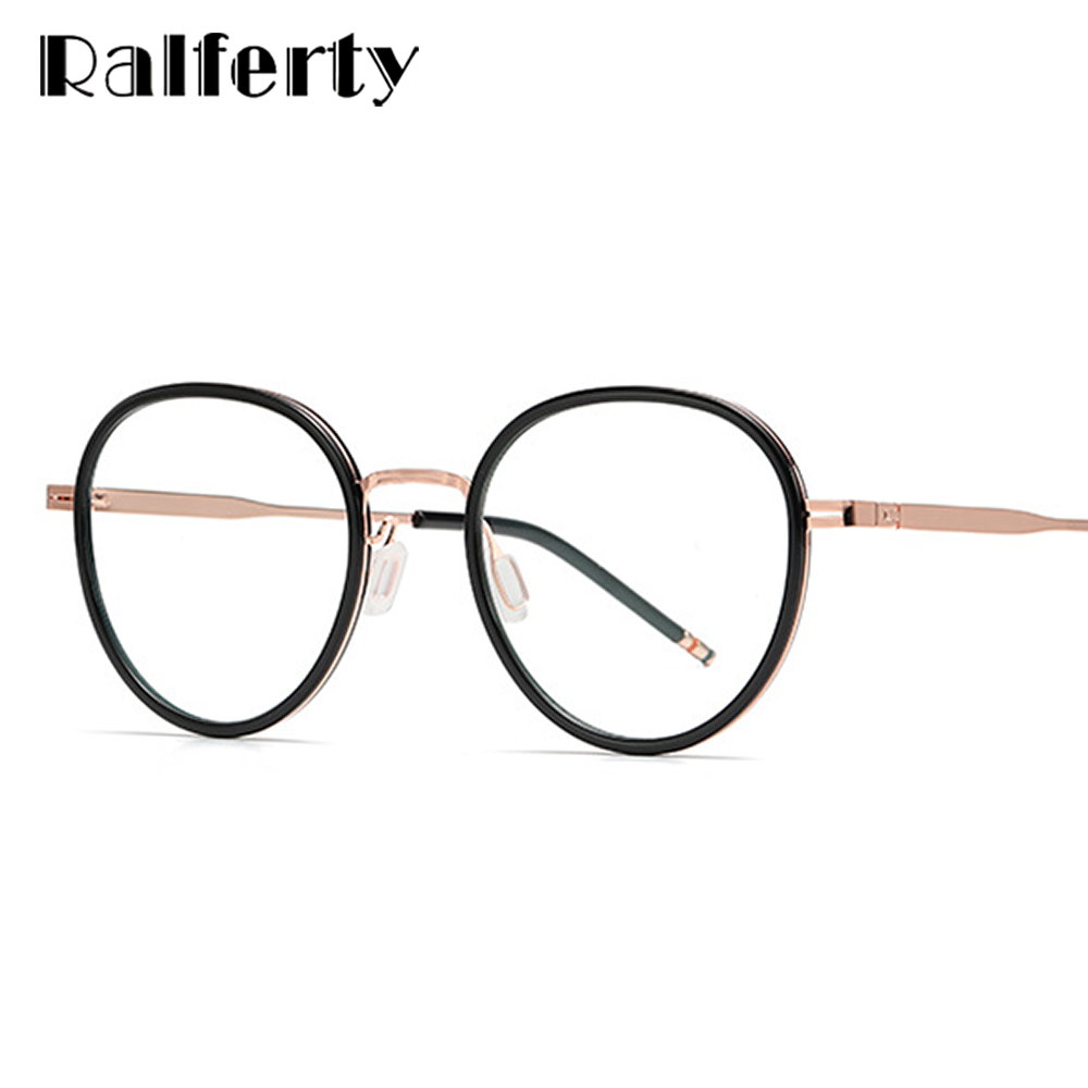 Ralferty Unisex Full Rim Round Acetate Alloy Eyeglasses D819 Full Rim Ralferty   