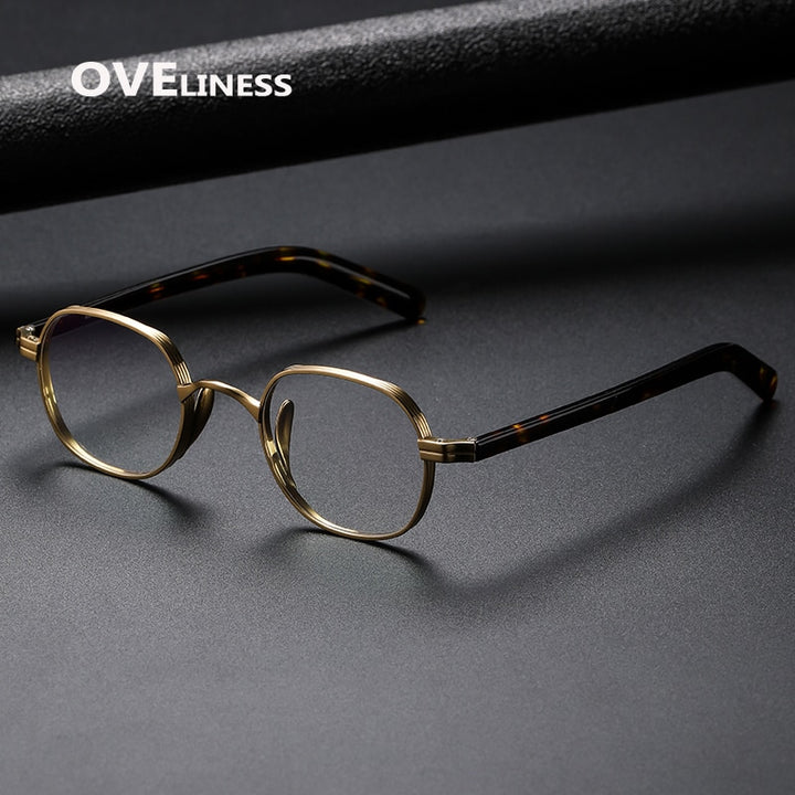 Oveliness Unisex Full Rim Round Acetate Titanium Eyeglasses 132 Full Rim Oveliness   