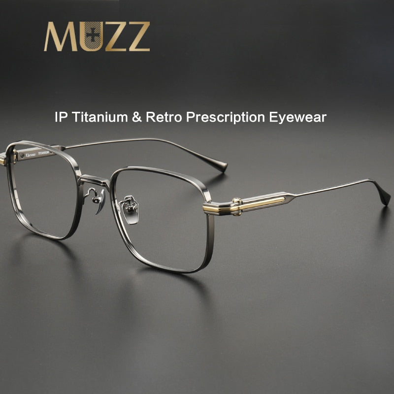 Muzz Men's Full Rim Square Titanium Eyeglasses 10147 Full Rim Muzz   