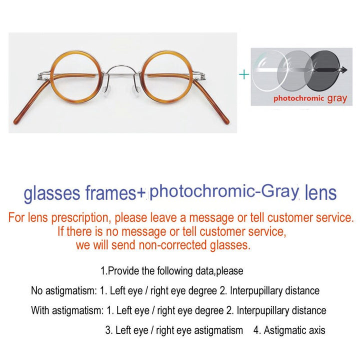 Yujo Unisex Full Rim Round Acetate Stainless Steel 32mm Eyeglasses Y060 Full Rim Yujo C4 China 