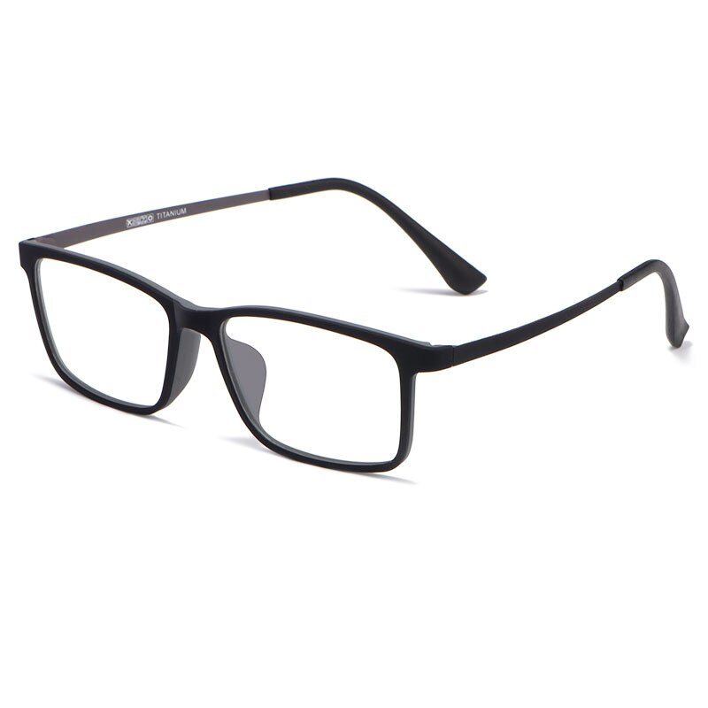 KatKani Unisex Full Rim Square Tr 90 Titanium Eyeglasses Hr8085 Full Rim KatKani Eyeglasses Black Gray  