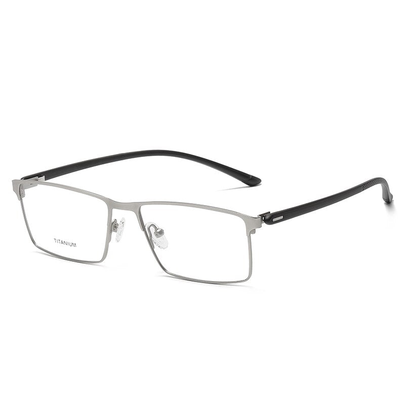 Zirosat Men's Full Rim Square Titanium Eyeglasses P8837 Full Rim Zirosat silver  
