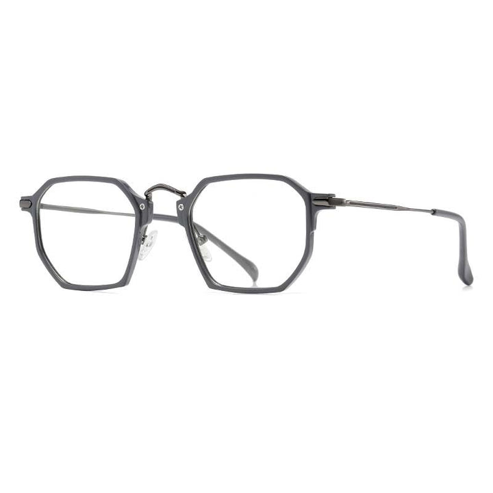 CCspace Unisex Full Rim Polygon Square Tr 90 Titanium Eyeglasses 55031 Full Rim CCspace GrayGun China 