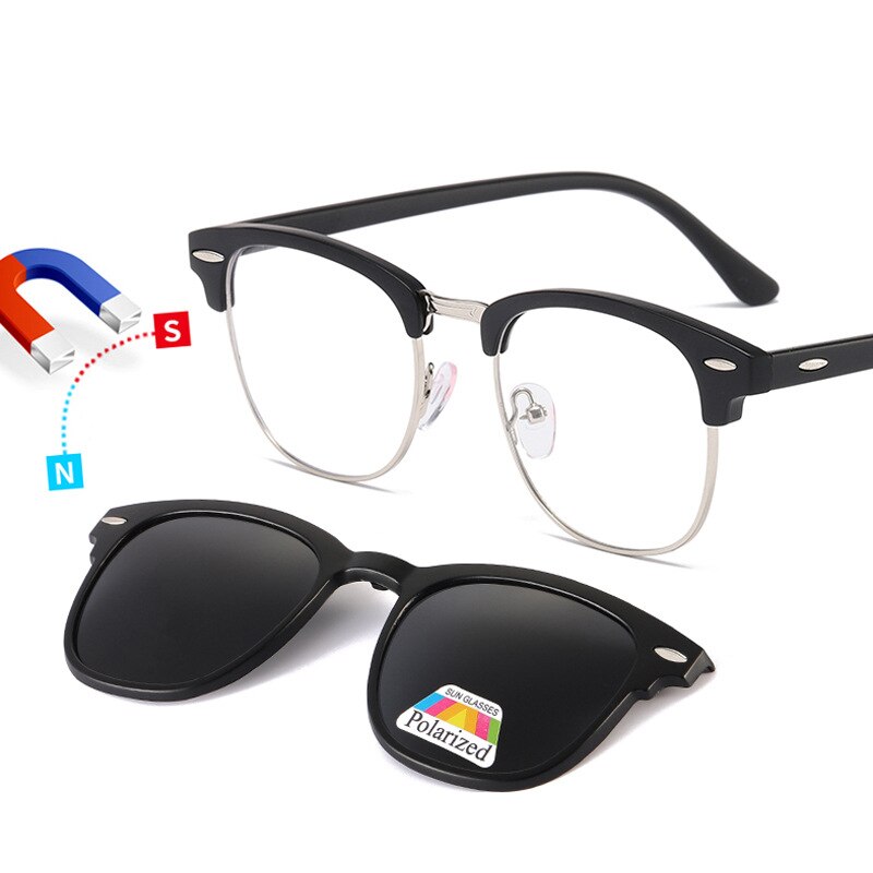 KatKani Unisex Full Rim Round Tr 90 Eyeglasses With Clip On Polarized Sunglasses Tr2218 Clip On Sunglasses KatKani Eyeglasses   