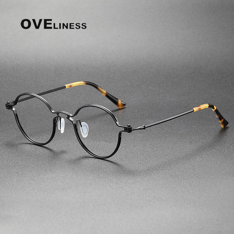 Oveliness Unisex Full Rim Round Titanium Eyeglasses 5895 Full Rim Oveliness black  