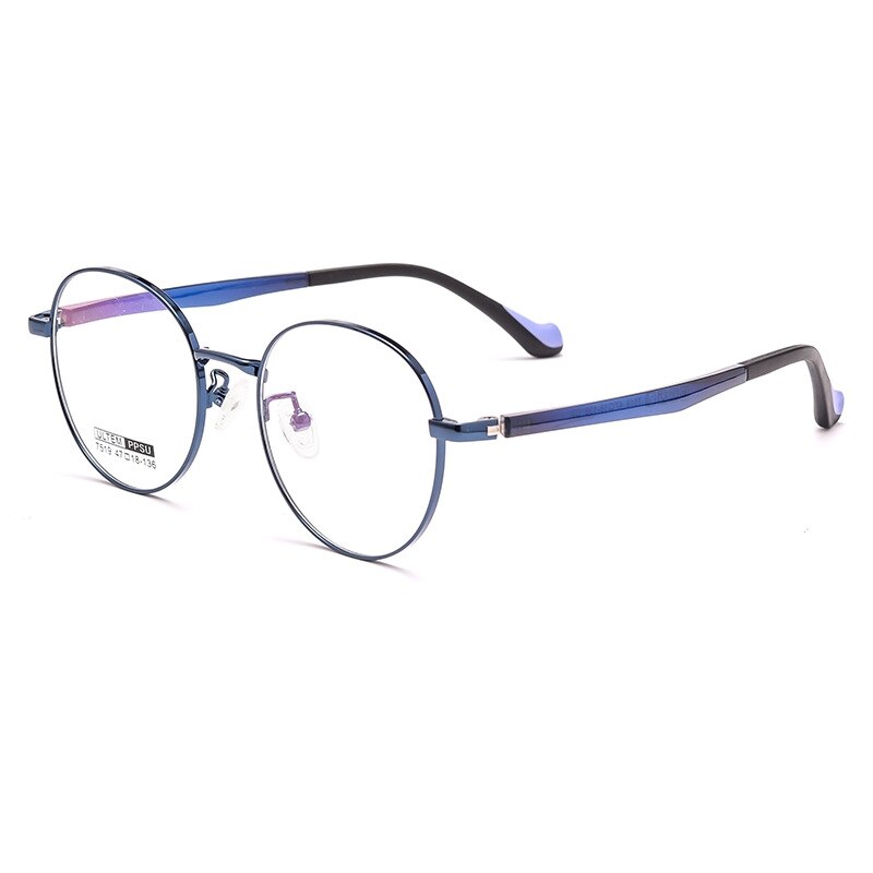Yimaruili Children's Unisex Full Rim Round Ultem Titanium Alloy Eyeglasses 7519S Full Rim Yimaruili Eyeglasses Blue  