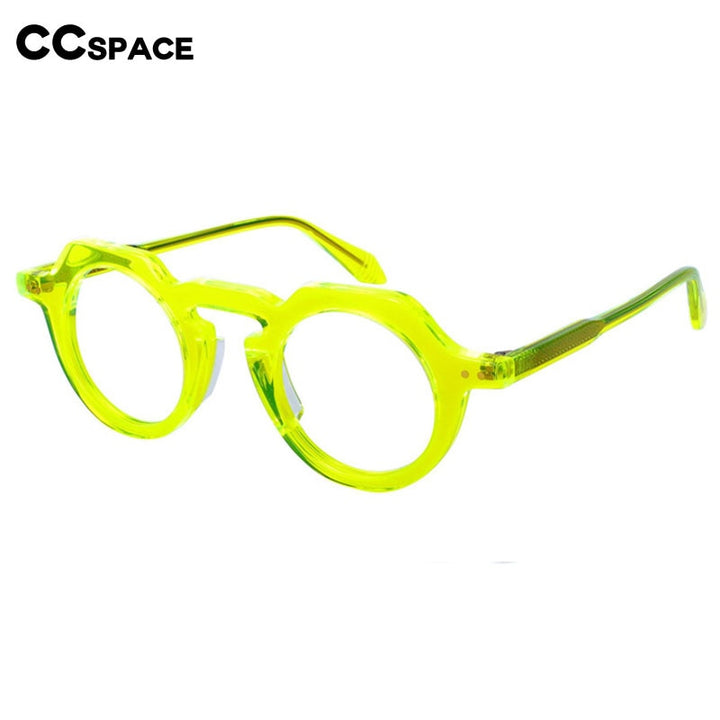 CCSpace Unisex Full Rim Round Acetate Eyeglasses 55286 Full Rim CCspace   