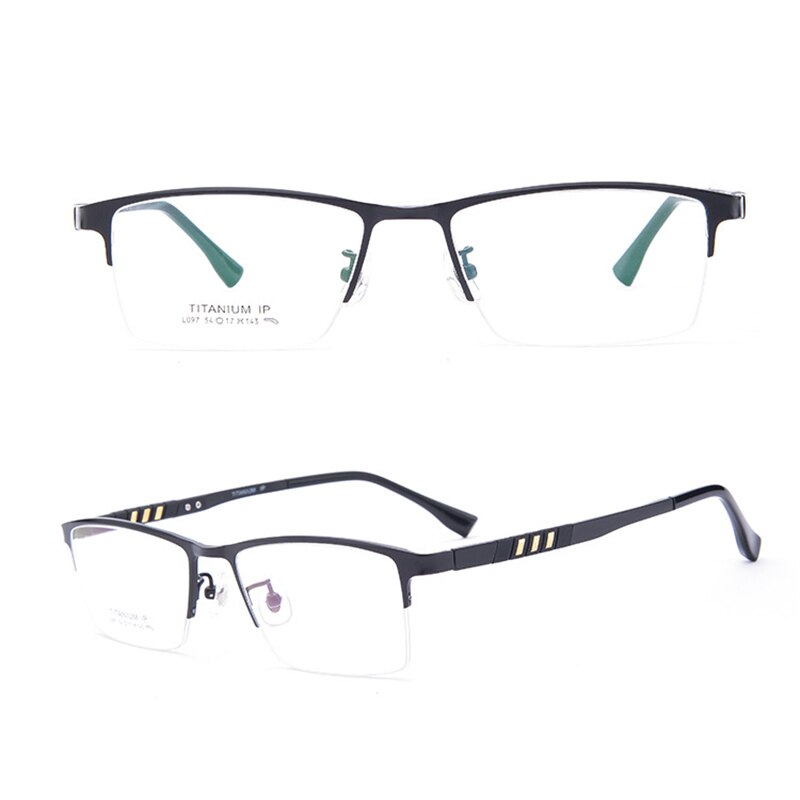 Zirosat Unisex Semi Rim Square Titanium Eyeglasses 097 Semi Rim Zirosat black  