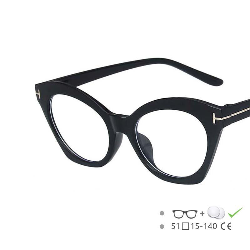 CCSpace Women's Full Rim Square Cat Eye Acetate Frame Eyeglasses 54615 Full Rim CCspace Black China 