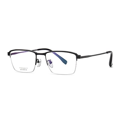 Ralferty Men's Semi Rim Square Acetate Titanium Eyeglasses D2033t Semi Rim Ralferty China C1 Black 