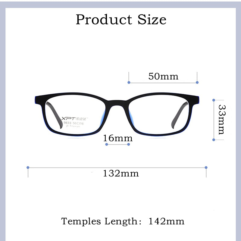 Yimaruili Unisex Full Rim Small Square Tr 90 Titanium Eyeglasses 9833XP Full Rim Yimaruili Eyeglasses   