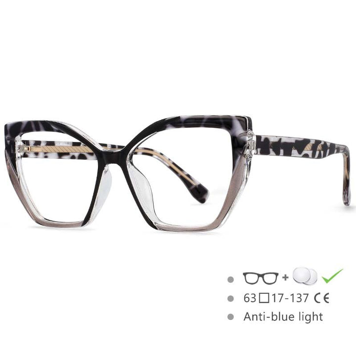 CCSpace Women's Full Rim Cat Eye Tr 90 Titanium Frame Eyeglasses 54585 Full Rim CCspace Leopard China 