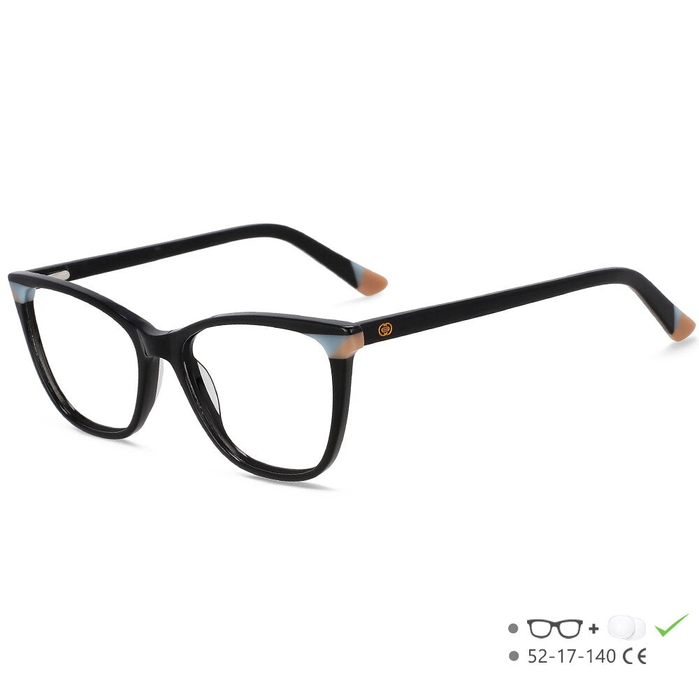 CCspace Unisex Full Rim Small Square Acetate Eyeglasses 55566 Full Rim CCspace BlueOrange China 