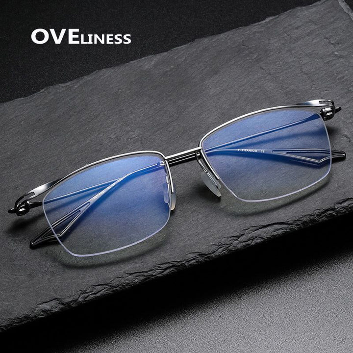 Oveliness Unisex Semi Rim Square Titanium Eyeglasses Actfour Semi Rim Oveliness   