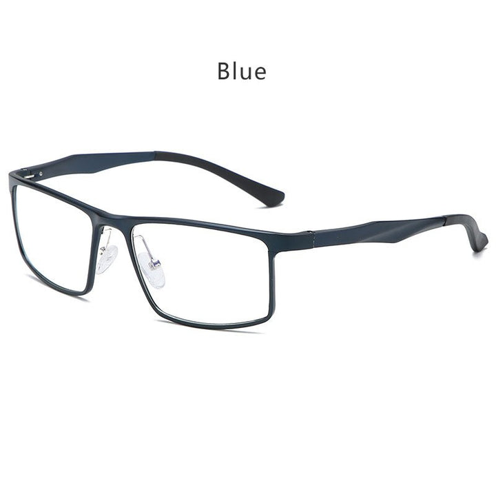 Hdcrafter Men's Full Rim Wide Square Titanium Eyeglasses 14g 664 Full Rim Hdcrafter Eyeglasses Blue  
