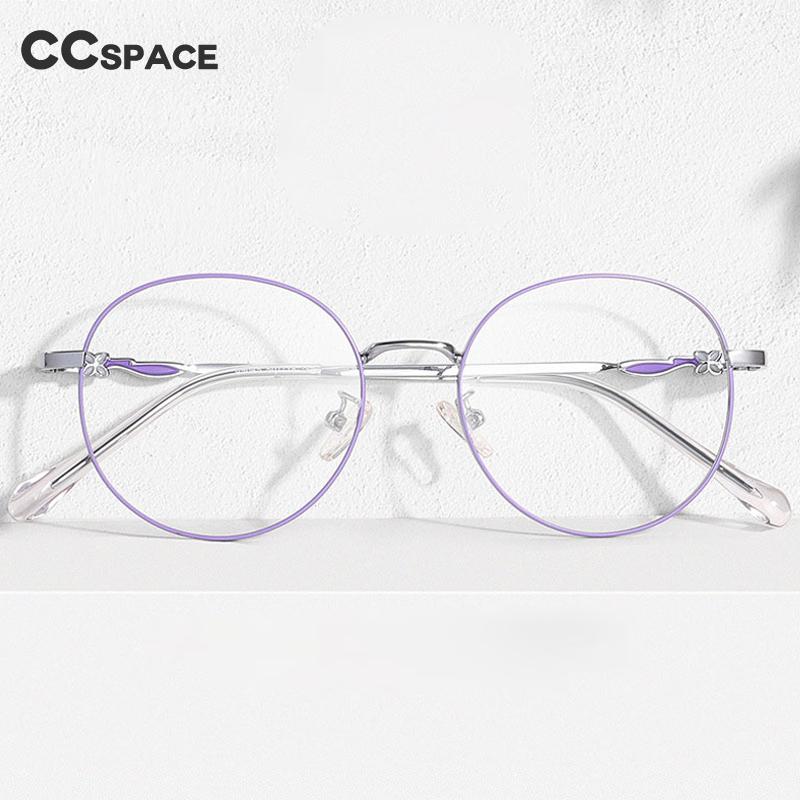 CCSpace Women's Full Rim Round Titanium Eyeglasses 56066 Full Rim CCspace   