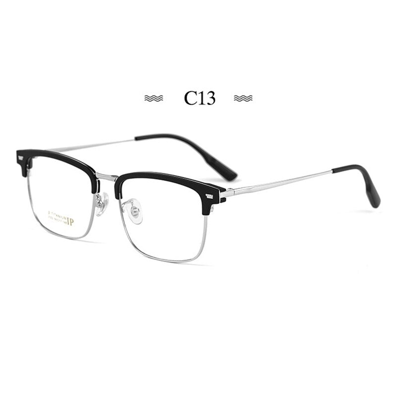 Hotochki Men's Full Rim Square Round Titanium Alloy Frame Eyeglasses 2322bj Full Rim Hotochki C13  