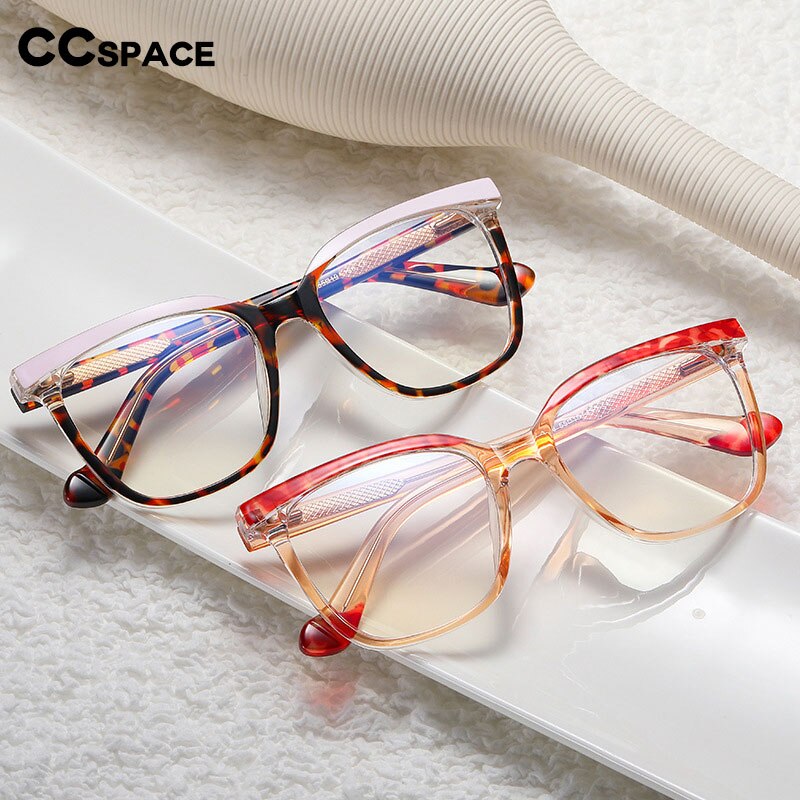 CCSpace Women's Full Rim Square Cat Eye Tr 90 Titanium Eyeglasses 55846 Full Rim CCspace   