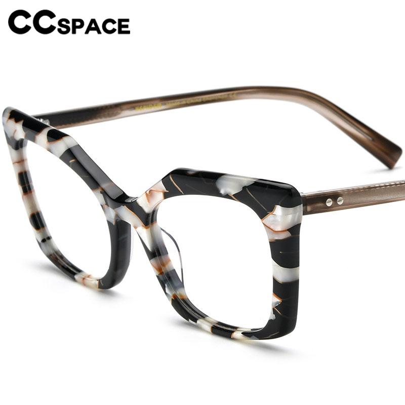 CCspace Unisex Full Rim Large Cat Eye Acetate Eyeglasses 56581 Full Rim CCspace   