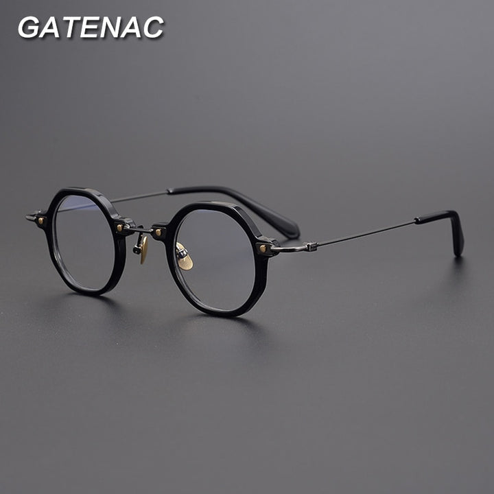 Gatenac Unisex Full Rim Round Titanium Acetate Frame Eyeglasses Gxyj807 Full Rim Gatenac   