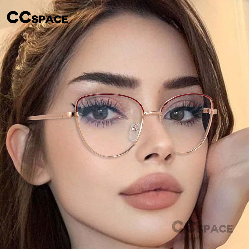 CCspace Unisex Full Rim Cat Eye Alloy Frame Eyeglasses 45969 Full Rim CCspace   