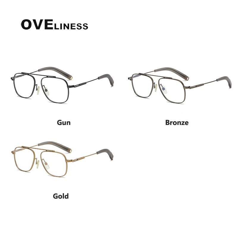 Oveliness Unisex Full Rim Square Double Bridge Titanium Eyeglasses 105 Full Rim Oveliness   