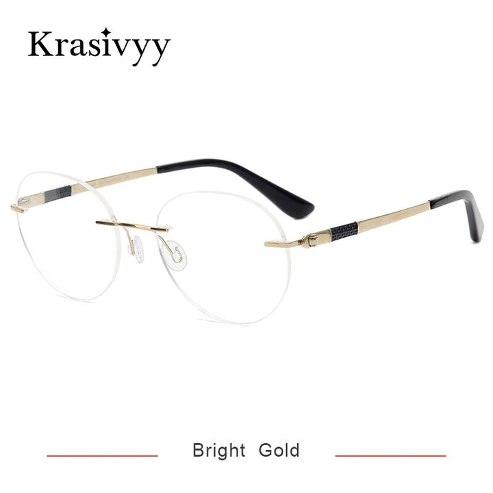Krasivyy Unisex Rimless Round Screwless Titanium Rimless Eyeglasses Kr5012 Rimless Krasivyy Bright Gold CN 