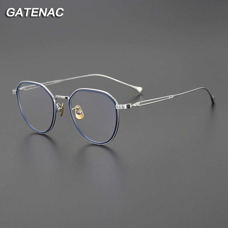 Gatenac Unisex Full Rim Oval Titanium Eyeglasses Gxyj1125 Full Rim Gatenac   