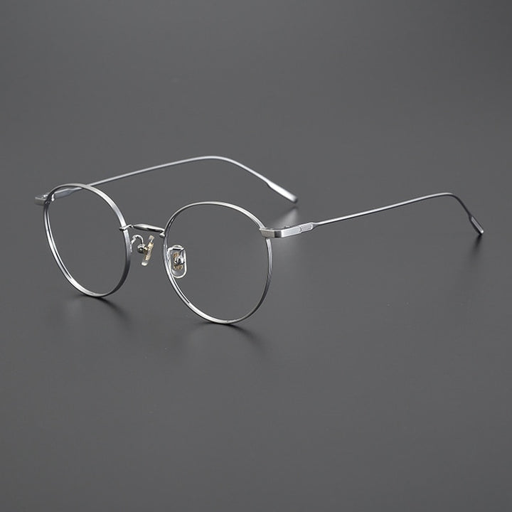 Gatenac Unisex Full Rim Round Titanium Eyeglasses Gxyj1011 Full Rim Gatenac   