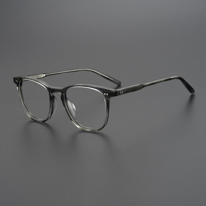 Gatenac Unisex Full Rim Round Square Acetate Eyeglasses Gxyj963 Full Rim Gatenac Gray Stripes  